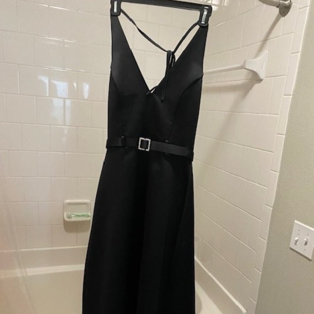 Scott McClintock Black Satin Halter Dress Size 8